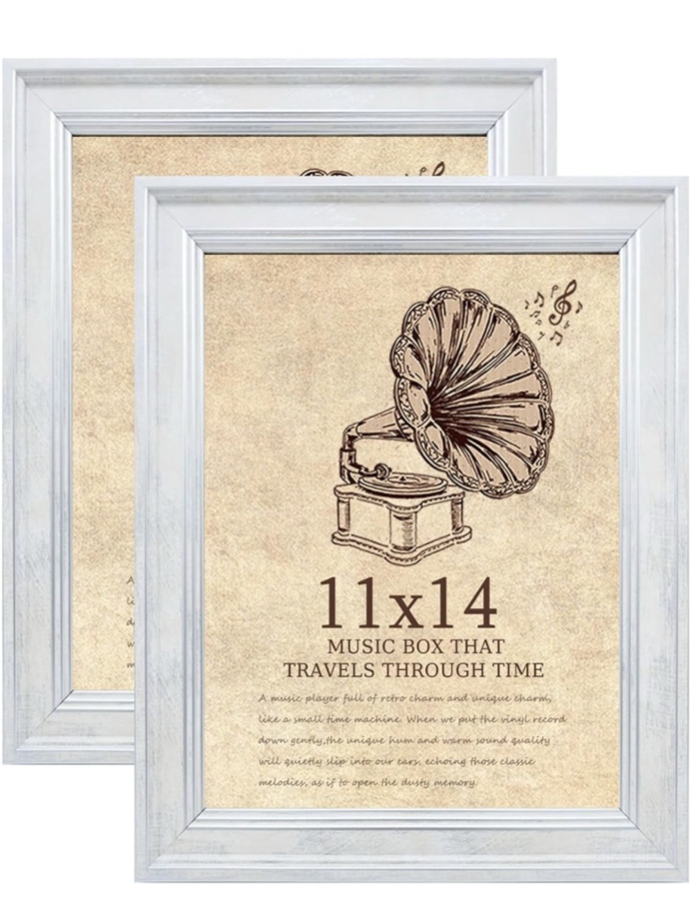 Set Of 2 Rustic White Picture Frames 11 x 14 inches